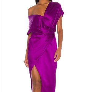 Michelle Mason Wide Neck Wrap Dress in Orchid